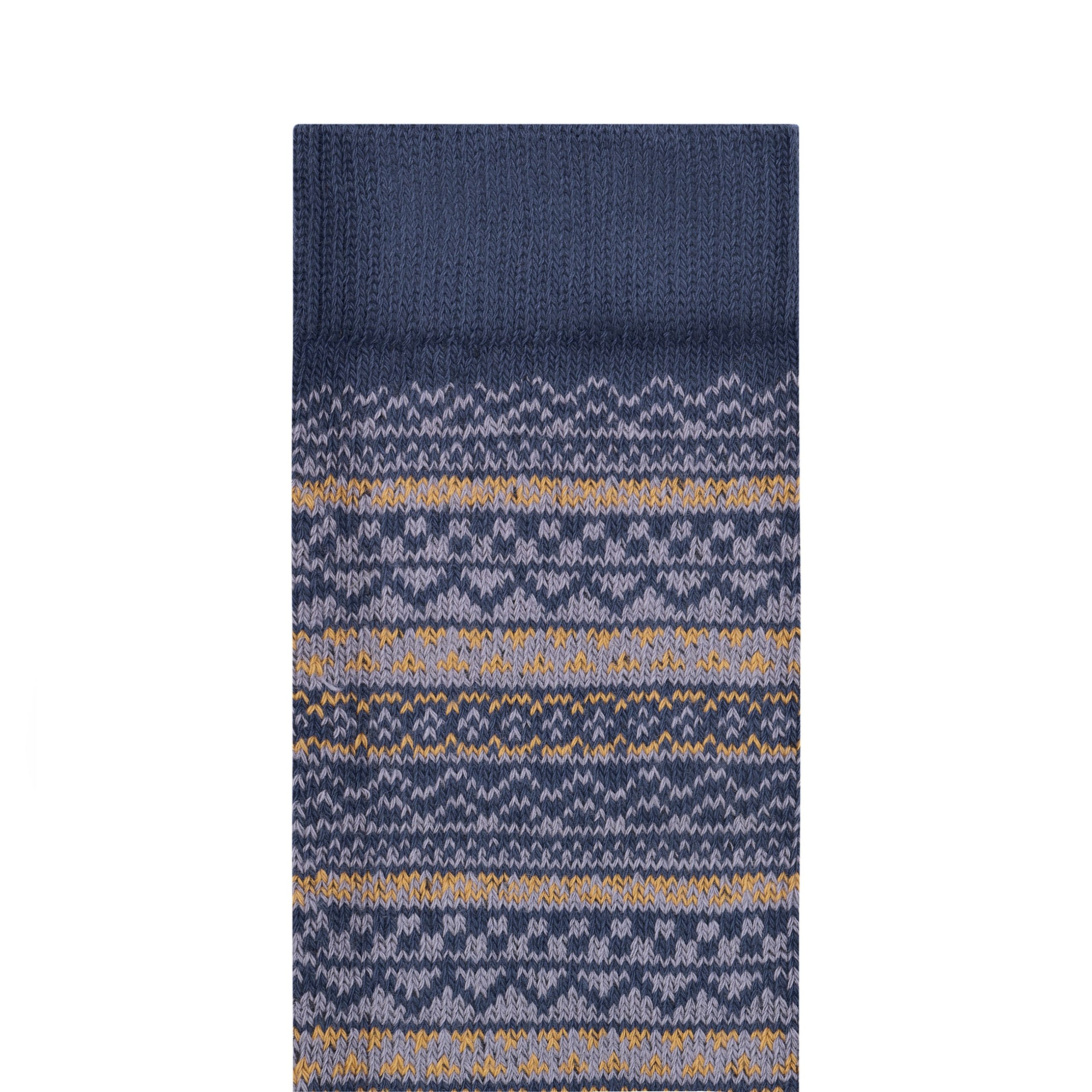 Cotton Pattern Socks Faded Purple/Ochre/Navy - Image 2